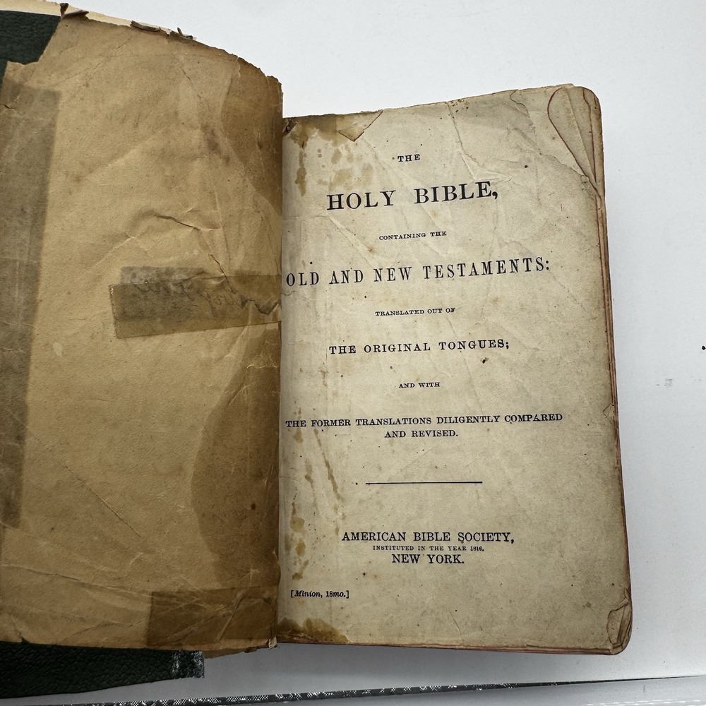1925 Antique Holy Bible American Bible Society Old New Testaments Minion 18mo